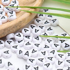 100Pcs Letter Beads - 4x7mm White Round Acrylic Alphabet Beads for Jewelry Making DIY Bracelets, Necklaces & Key Chains - color: A 100Pcs