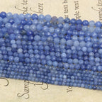 3mm 120pcs Natural Blue Aventurine Stone Beads, Songxi Small Faceted Round Loose Gemstone for Jewelry Making, DIY Art and Craft, Bracelet Necklace (1 Strand) - color: Blue Aventurine, size: 2.8-3.3mm