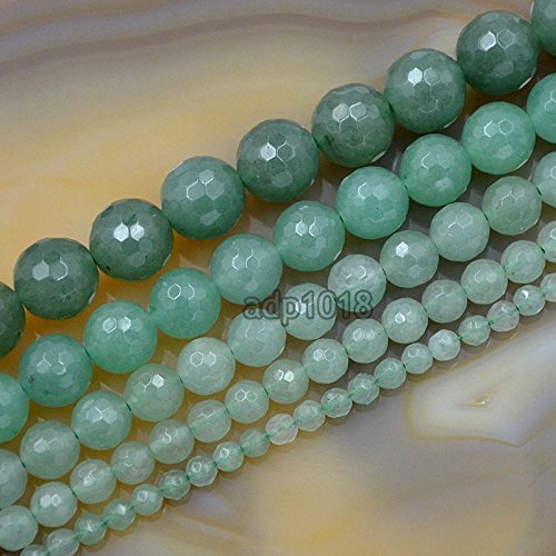 AD Beads Natural Gemstones Faceted Round Spacer Loose Beads 15.5'' 4mm to 10mm (6mm, Faceted Green Aventurine) - color: Faceted Green Aventurine, size: 6mm