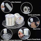 0.8 mm Stretchy Bracelet String, 2 Rolls of Crystal Clear Elastic Cord for Bracelets, Necklaces, Beading, and Jewelry Making (200 m)