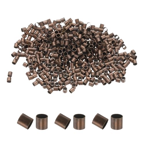 uxcell 500 Pcs Tube Crimp Beads, 2.5x2.5mm Copper Crimp Beads End Stopper Beads Tiny Loose Spacer Beads for Earrings Necklaces Bracelets Pendant DIY Crafts, Dark Bronze - color: Dark Bronze, size: 2.1 mm