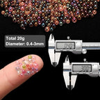 Iridescent Glass Tiny Bubble Beads, 0.4-3mm 20g No Hole Micro Mini Round Brown Water Droplets Beads - Applications: for Resin Filler, Nail Art, Dollhouse Bath Tub, 2-Pieces - color: Brown, size: φ0.4-3mm