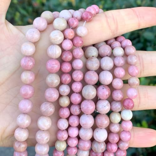 90pcs Adabele Natural Pink Rhodonite Healing Gemstone 4mm (0.16 inch) Small Round Beads Gem Stone Spacer for Craft Jewelry Making GF9-4 - color: Pink Rhodonite, size: 4mm (90pcs/1 Strand)