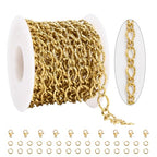 KYUNHOO 13 Feet Gold Plated Stainless Steel Bulk Chains for Jewelry Making Embossed Rhombic Chain Links with Lobster Clasps Jump Rings for Necklace DIY Supply Jewelry Findings - color: Twist Gold