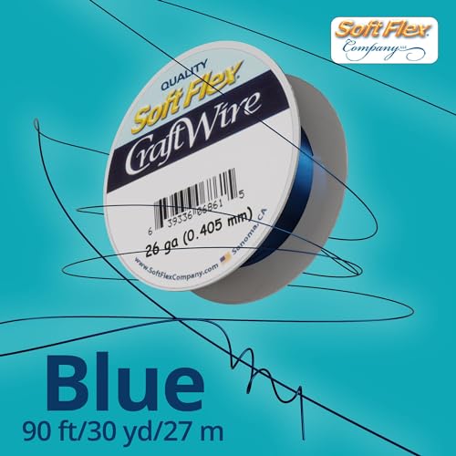 Soft Flex 26 Gauge Craft Wire - 27 Meters - Jewelry Wire with Tarnish Resistant Silver Plating - style: Blue