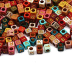 ToBeIT 1000pcs Letter Beads Acrylic Bead Alphabet Letter A-Z Cube Beads for Jewelry Making, Bracelets, Necklaces, Key Chains （Gold Color-C） - color: color-C