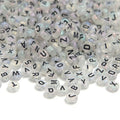 1000pcs 4x7mm Round Letter Beads Transparent White Acrylic with Black Letter Alphabet for Jewelry Making Friendship Bracelets (Transparent White Black) - color: Transparent white black