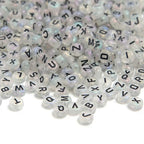 1000pcs 4x7mm Round Letter Beads Transparent White Acrylic with Black Letter Alphabet for Jewelry Making Friendship Bracelets (Transparent White Black) - color: Transparent white black