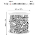 66FT Curb Chains Bulk 2mm Stainless Steel Flat Satellite Curb Link Chains Roll for Jewelry Making - color: Silver long embossed