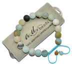 AD Beads Natural 10mm Gemstone Bracelets Healing Power Crystal Macrame Adjustable 7-9 Inch - color: Matte Amazonite
