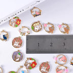 Bulk Gold Enamel Charms for Jewelry Making, Colorful Metal Charms Pendant for Bracelet Necklace and Crafting - color: Cat on Wreath2 White