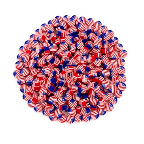 200pcs Flag Polymer Clay Beads, Mixed Charm Spacer Beads for Bracelet Necklace DIY Jewelry Making (Flag) - color: Flag