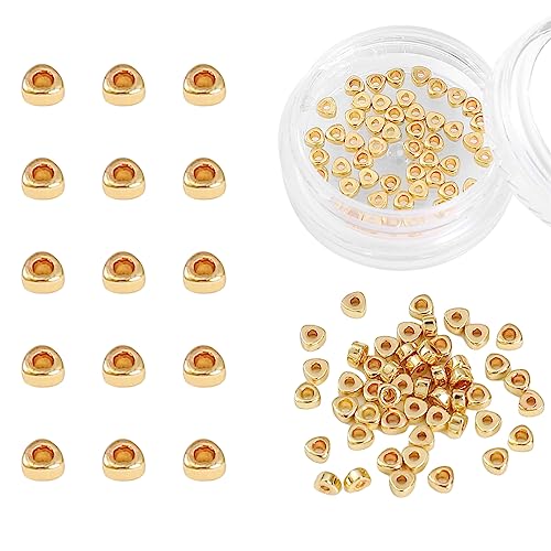 BEADIA 14K Gold Plated Triangle Spacer Beads 2.5x1.5mm 50pcs for Jewelry Making Findings Non Tarnish - color: 14K Gold, size: 2.5x1.5mm Triangle
