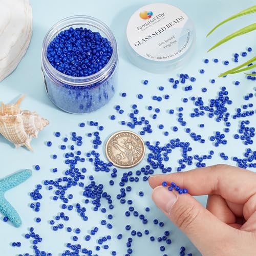 PH PandaHall 2000 Pcs 3mm Seed Beads, 8/0 Glass Seed Beads Round Small Pony Bead Waist Beads Mini Spacer Beads for Earring Bracelet Necklace Anklet Jewelry DIY Craft Making, Royal Blue - color: Blue-2000 Pcs