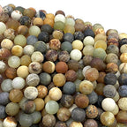 ABCGEMS Velvet-Matte-Finished Russian Flower Jade Beads (Enhance The Stone's Inherent Texture and Nature Hues with a Non-Glare Aesthetic) Smooth Round 8mm (Non-Shiny) - color: Flower Jade