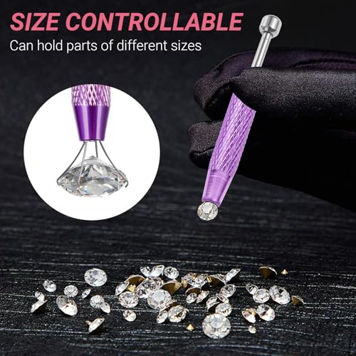 Piercing Ball Grabber Tool, 4 - Claw Stainless Steel Jeweler Pick Up Tools,Septum Ball Screw Tool for Piercing Changing/Removal/Holder,Earring Pearl Grabber for Jewelry - color: 1pc Pink, 1pc Purple