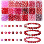 DUQGUHO 8mm Red Beads for Jewelry Making Red Glass Beads for Bracelets Crystal Glass Round Beads Bulk Bead Bracelet Kit 360PCS - color: 8-Red