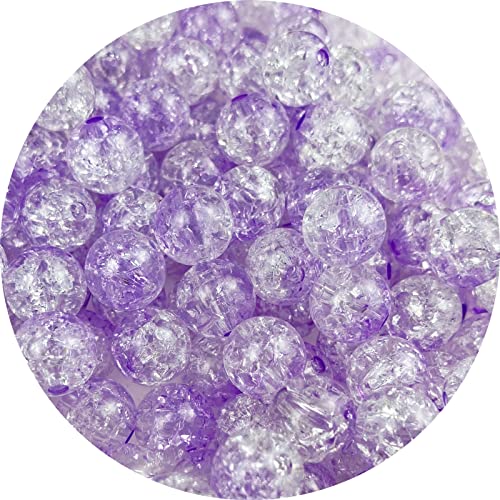 200pcs Crackle Acrylic Beads 10mm Crystal Round Crafts Bulk Spacer Beads for Jewelry Making Necklace Bracelet Earrings DIY Jewelry Decoration(Light Purple) - color: Light Purple, size: 10mm