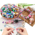 Sunrony 300Pcs Silicone Lentil Beads for Keychain Making,Bulk Mixed Color 12mm Silicone Abacus Spacer Beads for Necklace Bracelet Making Pens (Mixed 300Pieces) - color: A-Mixed 300Pieces