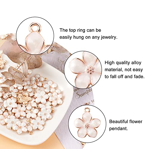 Beadthoven 100pcs Enamel Charms Cherry Blossom Daisy Flower Pendants Gold Plated Small Cute Bulk for Jewelry Making Bracelet Necklace Earrings Keychain DIY Accessories - color: 0Lavender Blush