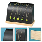 Cambered Necklace Display Stand with Leather Soft Mat Wood Jewelry Organizer Tabletop Display Holder for Necklaces,Choker Pendant (Black) - color: Black