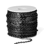 33 Feet Gunmetal Stainless Steel Cable Chains Bulk, 3.5 mm 304 Stainless Steel Black Flat Cable Links Chain Roll Spool for Jewelry Making DIY Craft - color: Black, size: 3.5mm width
