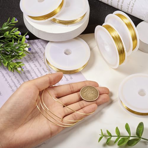 Cheriswelry 24 Gauge 0.5mm Gold Copper Beading Wire Bendable Metal Craft Wire Tarnish Resistant Copper Wire for DIY Jewelry Making Accessory, 75.46 Feet - size: 24 Gauge(0.5mm)