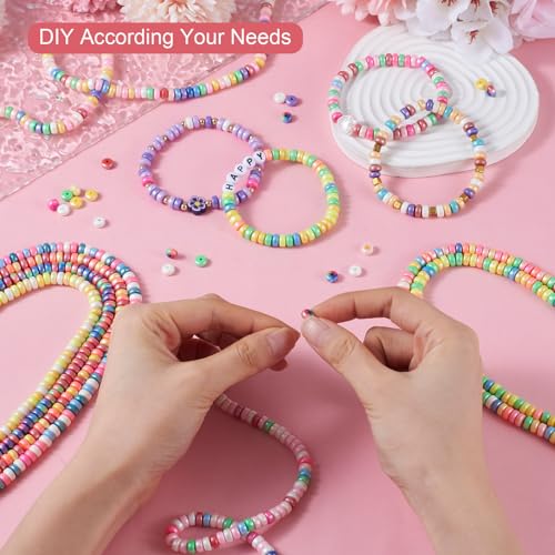 Pandahall 10 Strand Rondelle Heishi Polymer Clay Beads - Flat, Colorful, 6mm Vinyl, Round, Spacer for Jewelry Making - color: 10 Colors - Rondelle