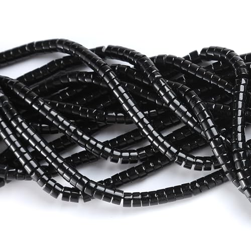150pcs 2x4mm Natural Black Agates Stone Tube Shape Beads Loose Flat Round Cylinder Flat Spacer Green Stone Beads for Bracelet Earrings Jewelry Making - color: Black agate Stone, size: 2x4mm Tube shape