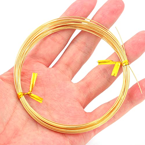 BEADIA 18K Gold Plated Wire 0.7mm 5 Meters Bead Cord for Bracelet Necklace Charm Beading Jewelry Making Findings - size: 0.7mm, style: 18K Gold