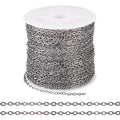 Cheriswelry 32.81Feet/10m Gunmetal Cable Chain Flat Oval Cross Chain Links Brass Coated Iron Curb Chain with Spool 2.5x2x0.3mm for Jewelry Making Necklace Bracelet - color: Gunmetal