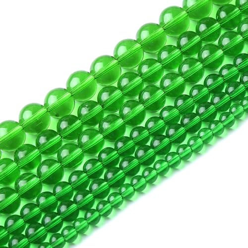 32pcs 12mm Smooth Green Crystal Glass Quartz Beads Round Loose Beads for Jewelry Making DIY Bracelet Necklace 15" Energy Healing Power Stone Beads(12mm, Green Crystal Glass) - color: Green Crystal Glass, size: 12mm