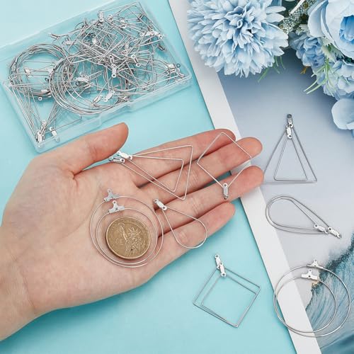 UNICRAFTALE 80pcs 4 Styles Beading Hoop Earrings Stainless Steel Hollow Hoop Earrings Finding Mixed Shapes Hoop Pendant Component for DIY Earrings Jewelry Making - size: 4 Styles-1