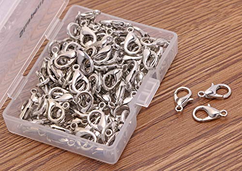 Shapenty Small Metal Alloy Lobster Claw Clasps Clip DIY Necklace Jewelry Finding Making Accessories Fastener Hook, 12mmx6mm, 100PCS (Nickel) - color: Nickel