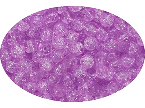 1050pcs Purple Crackle Glass Beads Handcrafted Round Lampwork Smooth Loose Beads for Bracelet & DIY Jewelry Making 6mm - color: purple#05, size: 6mm