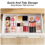 SMARTAKE 7-Piece Drawer Organizer with Non-Slip Silicone Pads, 4-Size Desk Drawer Organizer Trays Storage Tray for Makeup, Jewelries, Utensils in Bedroom Dresser, Office and Kitchen (Clear) - style: 7 PCS
