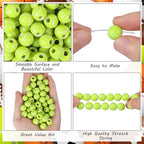 100pcs Tennis Beads with 5.5 Yard Elastic Rope,Acrylic Sports Beads DIY Spacer Bead for Necklace Bracelet Keychains Handmade Jewelry Making Accessories Craft Supplies,12mm(Tennis) - color: Tennis
