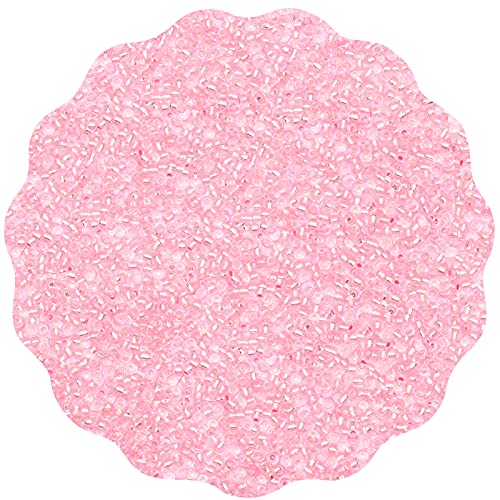 10100 Pcs Size 11/0 Glass Seed Beads, 2 mm Light Pink Small Mini Spacer Loose Pony Beads for Jewelry Making and DIY Crafts - color: Light Pink, size: Small