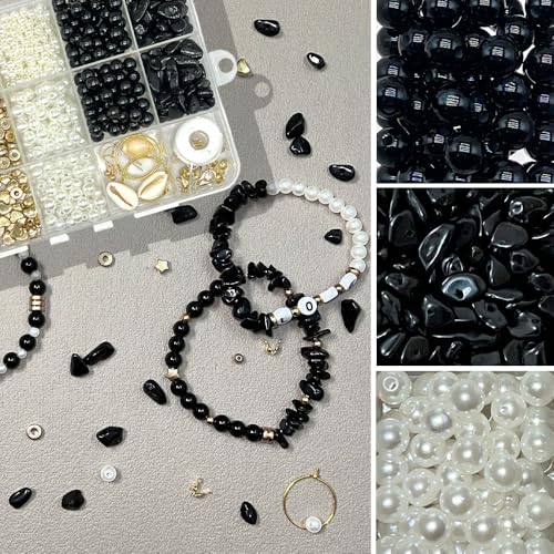 Basigeese Jewelry Making Supplies Kit Natural Stone Beads for Irregular Gemstone Beading with for DIY Craft Bracelet Necklace Earrings for Adults (Obsidian) - color: Obsidian