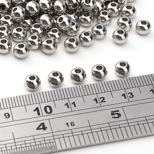 304 Stainless Steel Round Beads 6.0mm 150pcs Spacer Beads for Jewelry DIY Making and Repairing - size: 6.0mm