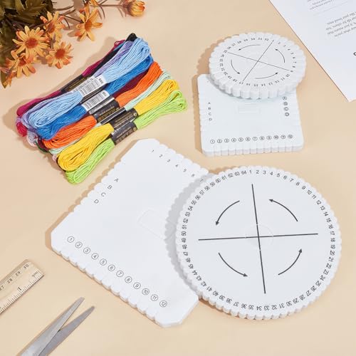 WEBEEDY Kumihimo Kit for Adults Beginners, Japanese Kumihimo Starter Kit Bracelet Beaded Braid Set Include 4 Pcs Square & Round Disk with 24 Thread for Beading & Bracelet Weaving Supplies