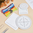 WEBEEDY Kumihimo Kit for Adults Beginners, Japanese Kumihimo Starter Kit Bracelet Beaded Braid Set Include 4 Pcs Square & Round Disk with 24 Thread for Beading & Bracelet Weaving Supplies