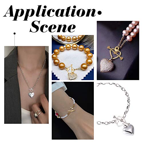 SUPERFINDINGS About 200 Sets Heart Toggle Jewelry Clasps 2 Colors Necklace Toggle Clasp Alloy T-Bar Closure Connector Set for Necklace Bracelet Jewelry Making DIY Craft