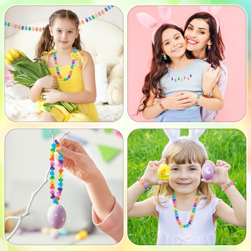 Easter Polymer Clay Beads, 300pcs Bunny Mixed Spacer Clay Beads for Spring Easter Jewelry Making DIY Bracelet Necklace Accessories Craft Party Supplies - color: Pink Blue Yellow Green Purple Orange