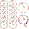 Junkin 12 Pcs Snake Chain Charm Bracelet with Heart Lobster Clasp Extender Adjustable Christmas DIY Metal Bracelet Chain for Women Jewelry Making Gifts Supplies 7.87 Inches - color: Rose Gold