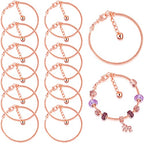Junkin 12 Pcs Snake Chain Charm Bracelet with Heart Lobster Clasp Extender Adjustable Christmas DIY Metal Bracelet Chain for Women Jewelry Making Gifts Supplies 7.87 Inches - color: Rose Gold