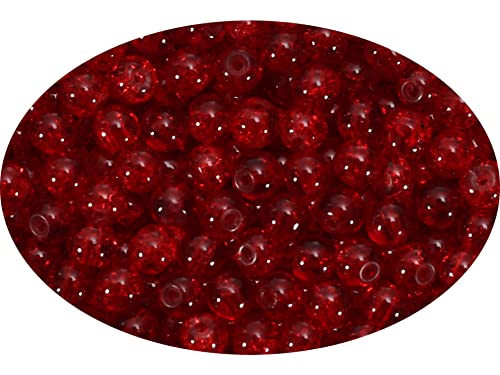 1050pcs Red Crackle Glass Beads Handcrafted Round Lampwork Smooth Loose Beads for Bracelet & DIY Jewelry Making 6mm - color: red#02, size: 6mm