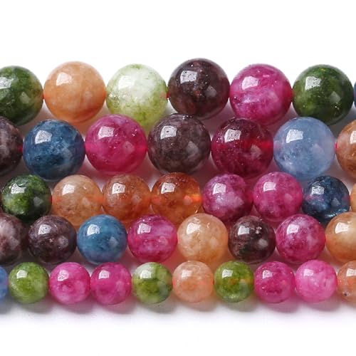 4MM Colorful Tourmaline Stone Beads Natural Gemstone Round Loose Beads for Jewelry Making Bracelet Necklace 180pcs 2 Strands 32" - color: Colorful Tourmaline, size: 4mm