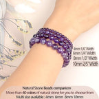 LPBeads Handmade Natural Gemstone Stretch Elastic Bracelet Healing Crystal Round Stone Beads Jewelry Gifts for Women Men - color: Amethyst, size: 10mm