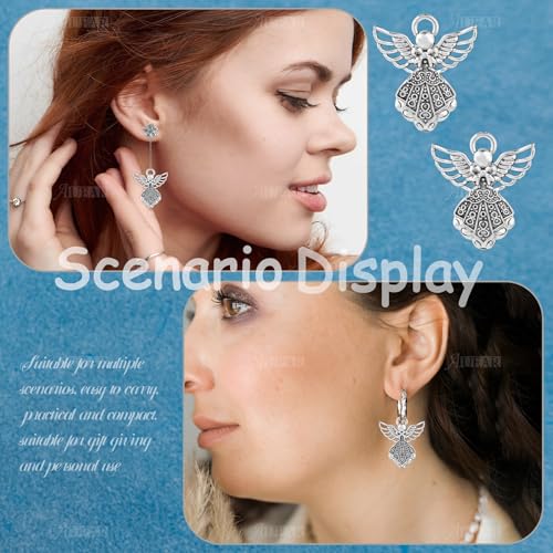 AUEAR, Antique Silver Angel Charms Pendants for DIY Jewelry Making Necklace Bracelet - color: Silver, size: 30 Pack